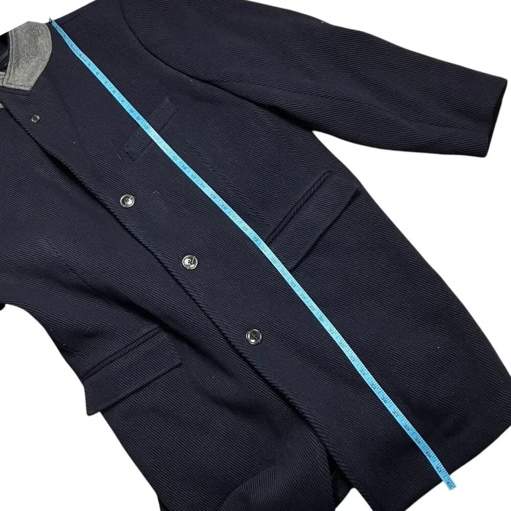 J Crew Coat Mens XXL Long Navy Wool Ludlow Topcoat‎ Heavyweight Peak Lapel BS472